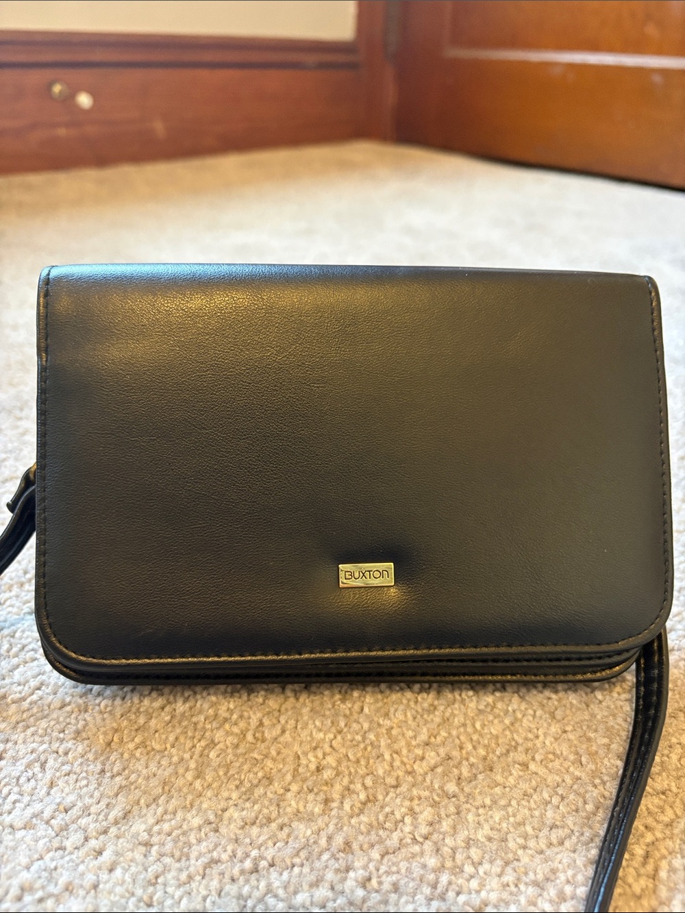 Buxton black faux Leather Crossbody Bag/ Multiple compartments.
